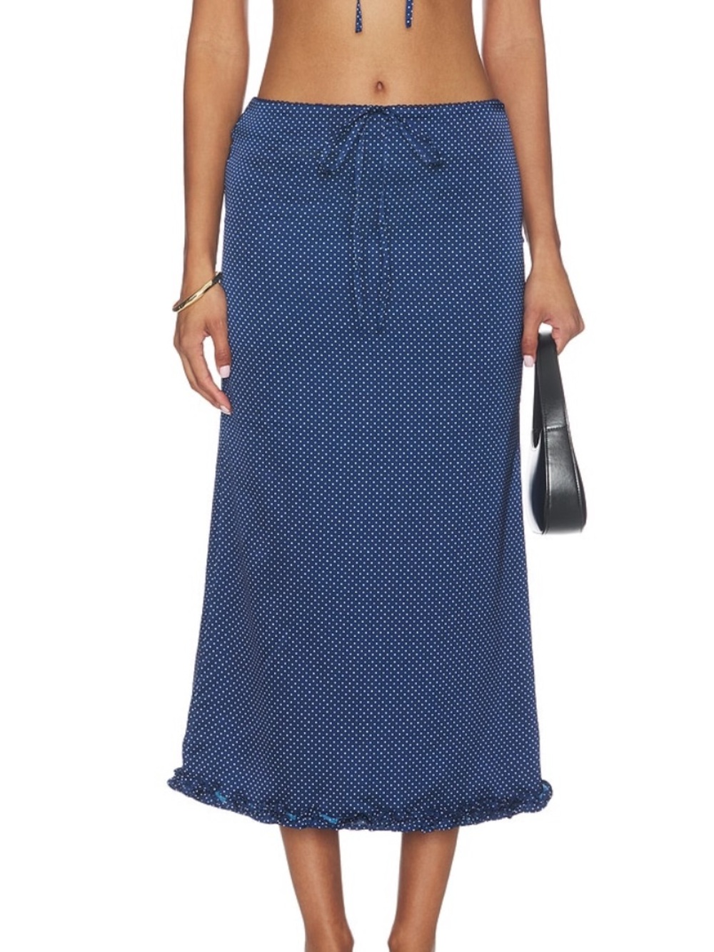 More to come Reese maxi skirt navy polka dot